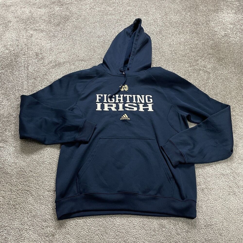 Adidas Clima Warm Hoodie Pullover Sweatshirt Men Medium Navy Blue Fighting Irish